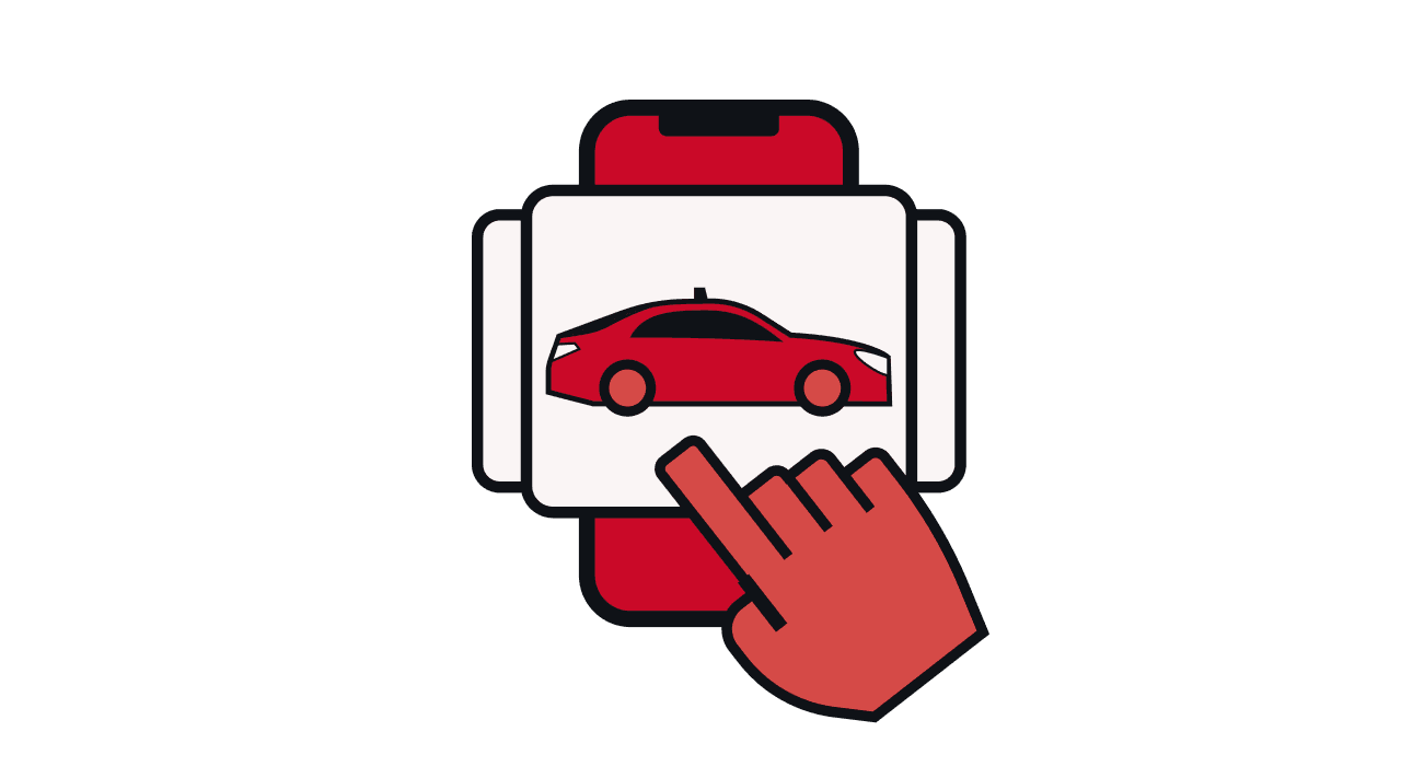 illustration of Freenow app showing choice of taxi