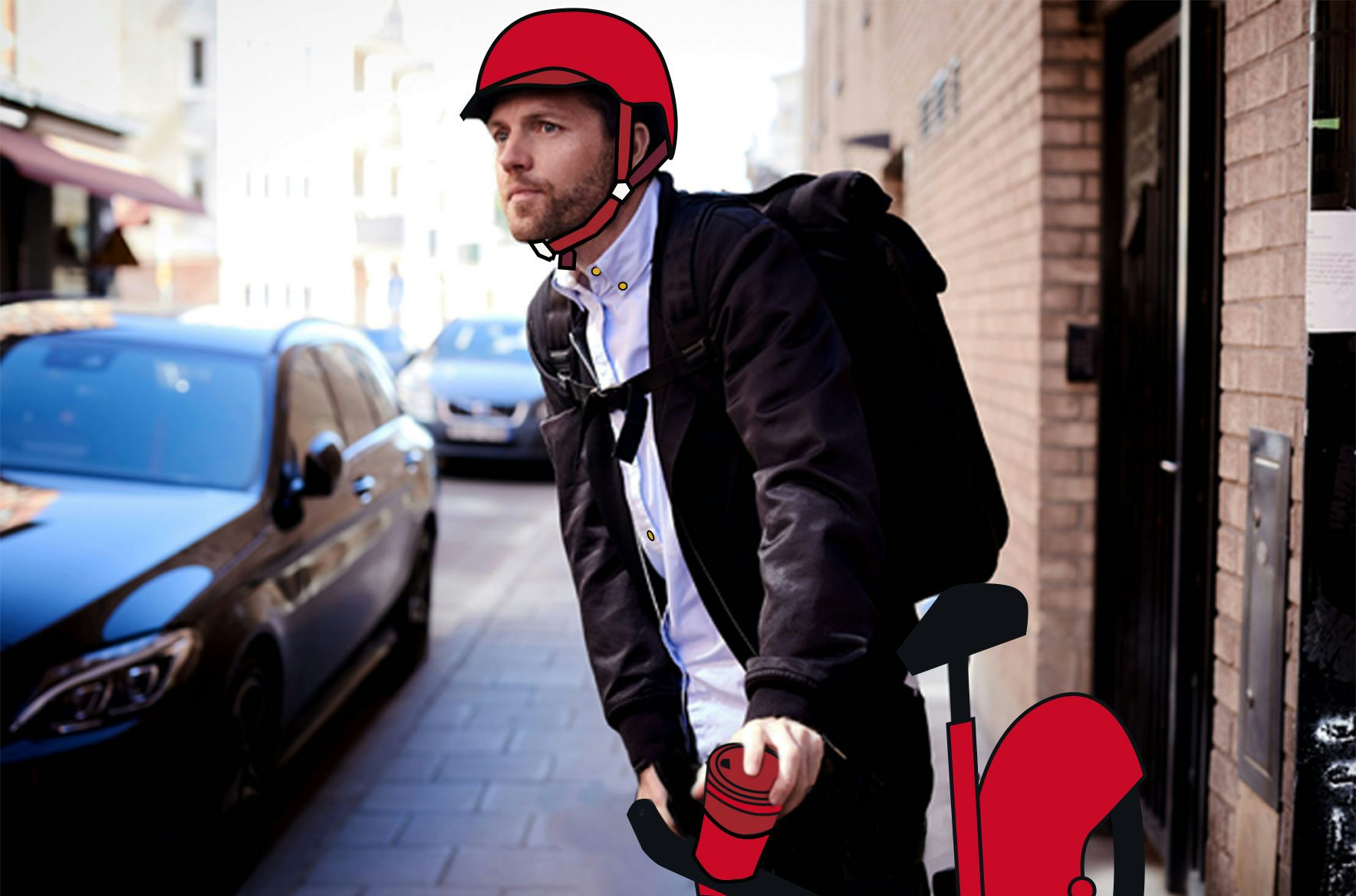 Mitarbeiter auf dem Fahrrad auf dem Weg zur Arbeit fördert nachhaltige Unternehmensmobilität