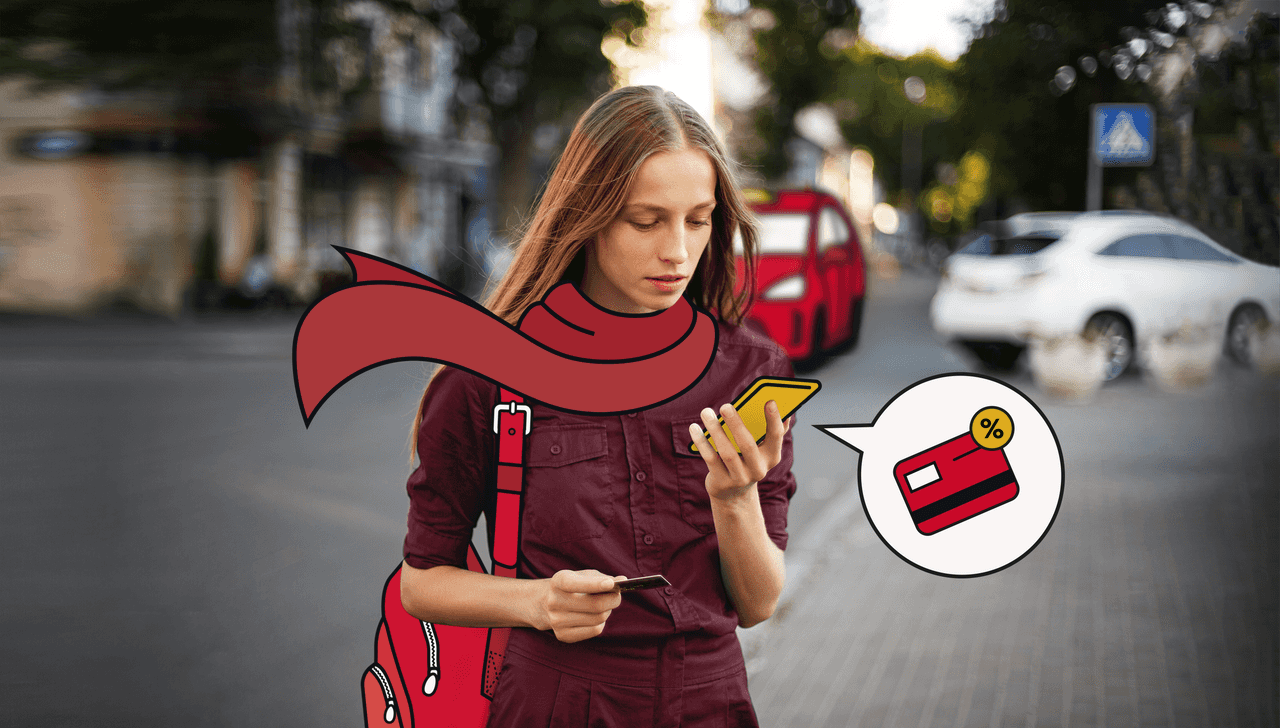 Woman looking at her Freenow and how much she has for her travel stipend