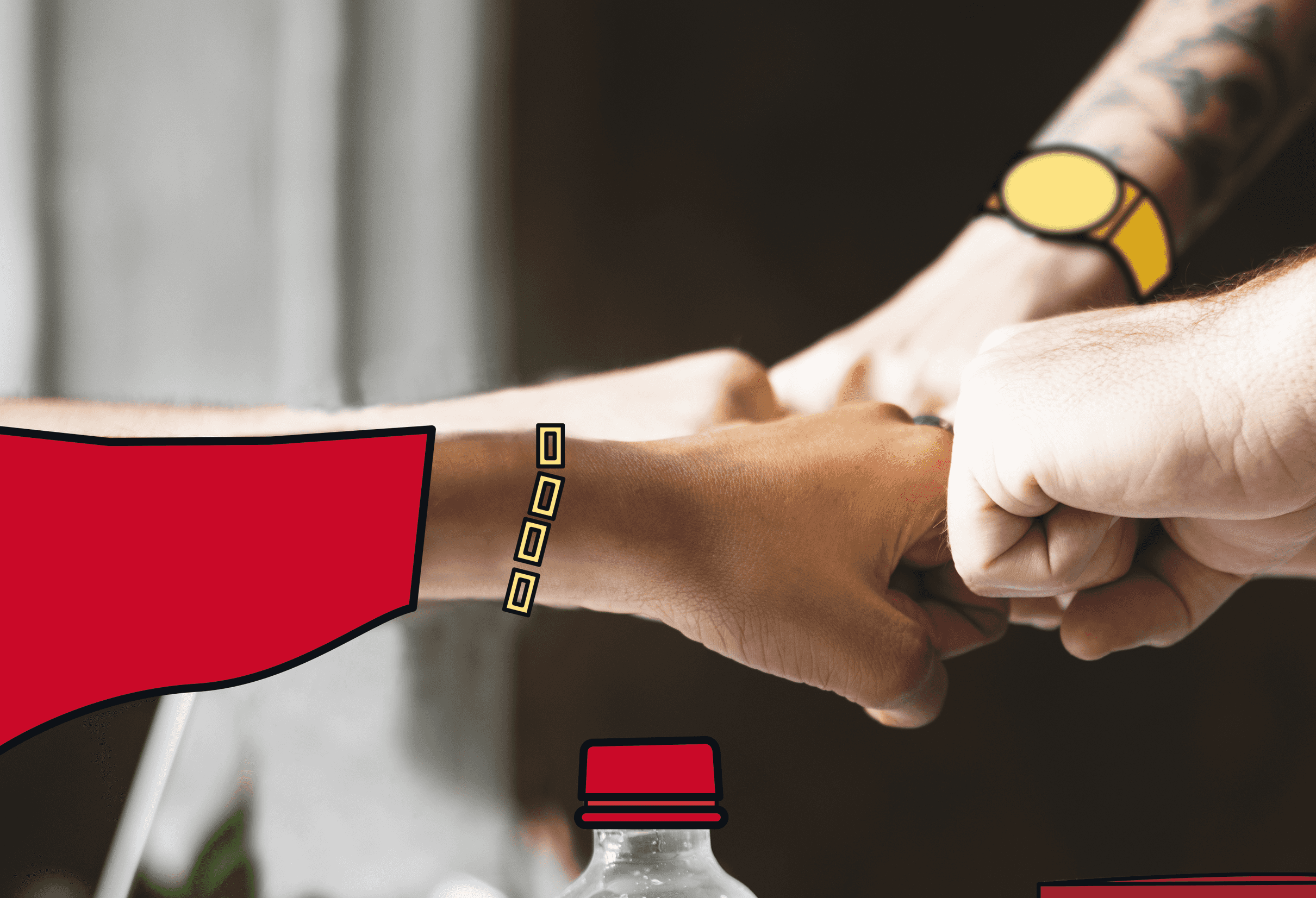 Viele verschiedene Hände schlagen gegeneinander. Vertretung von Geschäftsreise- und Mitarbeiterschifffahrtspartnerschaften mit Freenow.