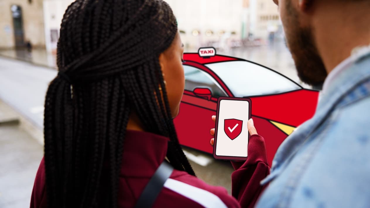 woman ordering taxi on phone